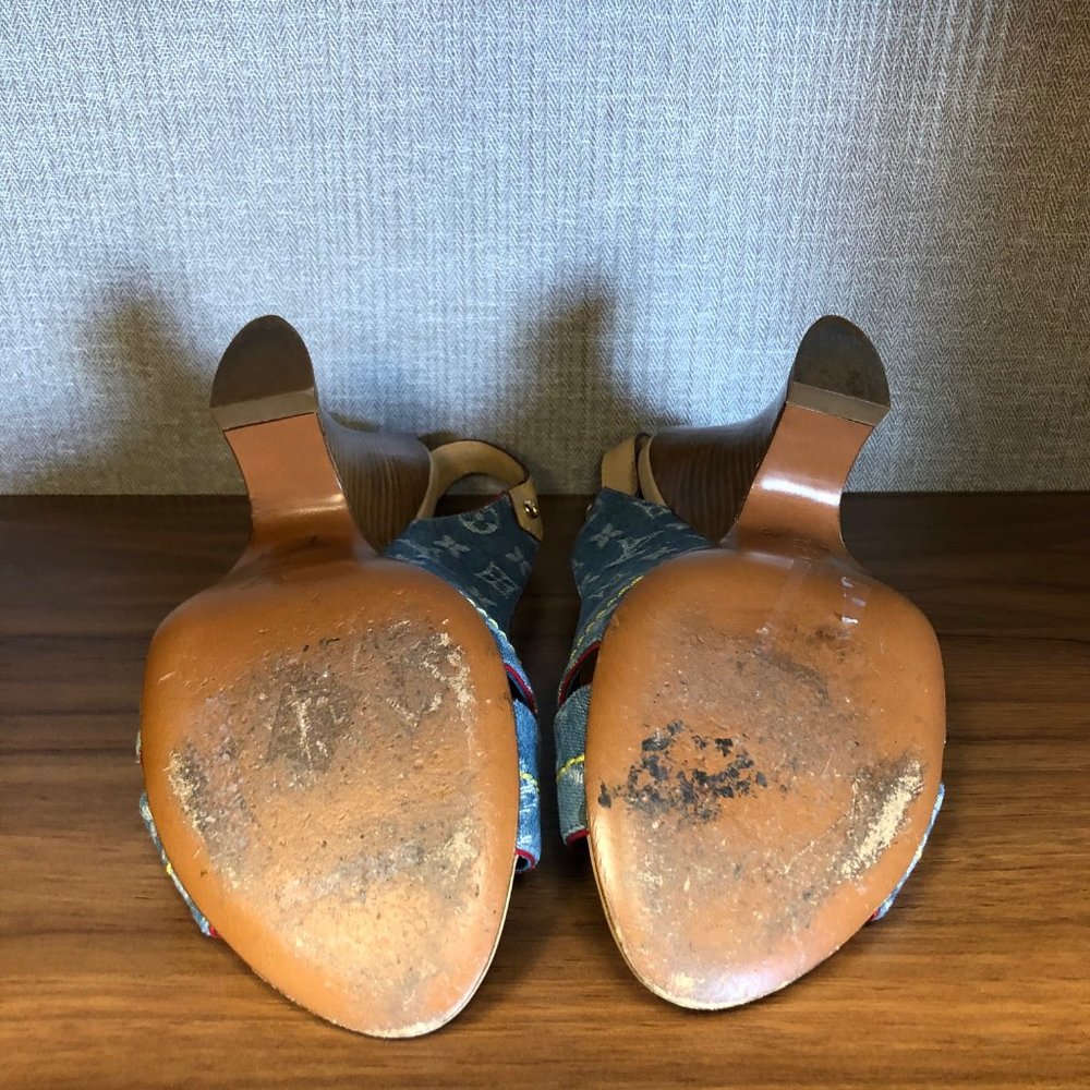 Louis Vuitton Blue Denim Monogram Sandals - Picture 2 of 8